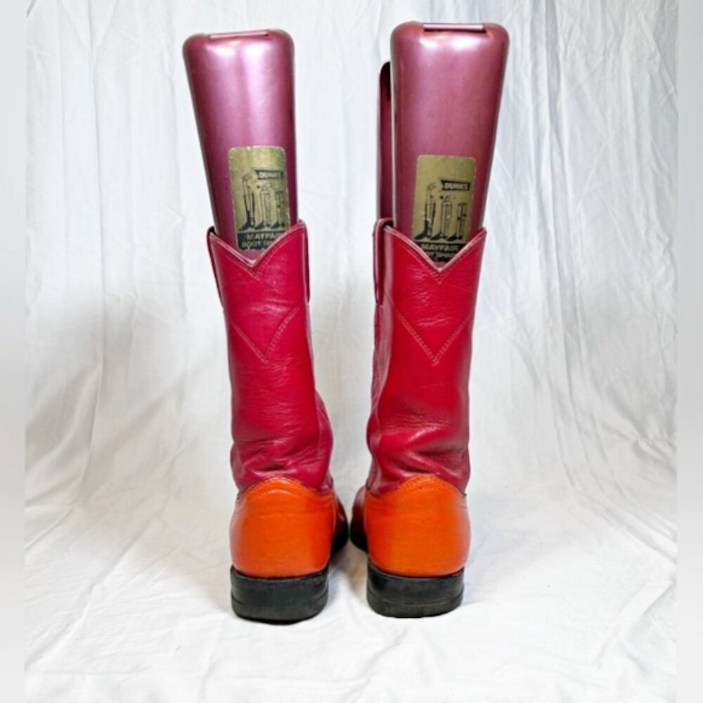 Justin Boots Pink and Orange Heeled Boots - Picture 4 of 6